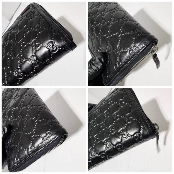 Authentic Gucci Guccissima Zip Around Long Wallet Black - Picture 9 of 13